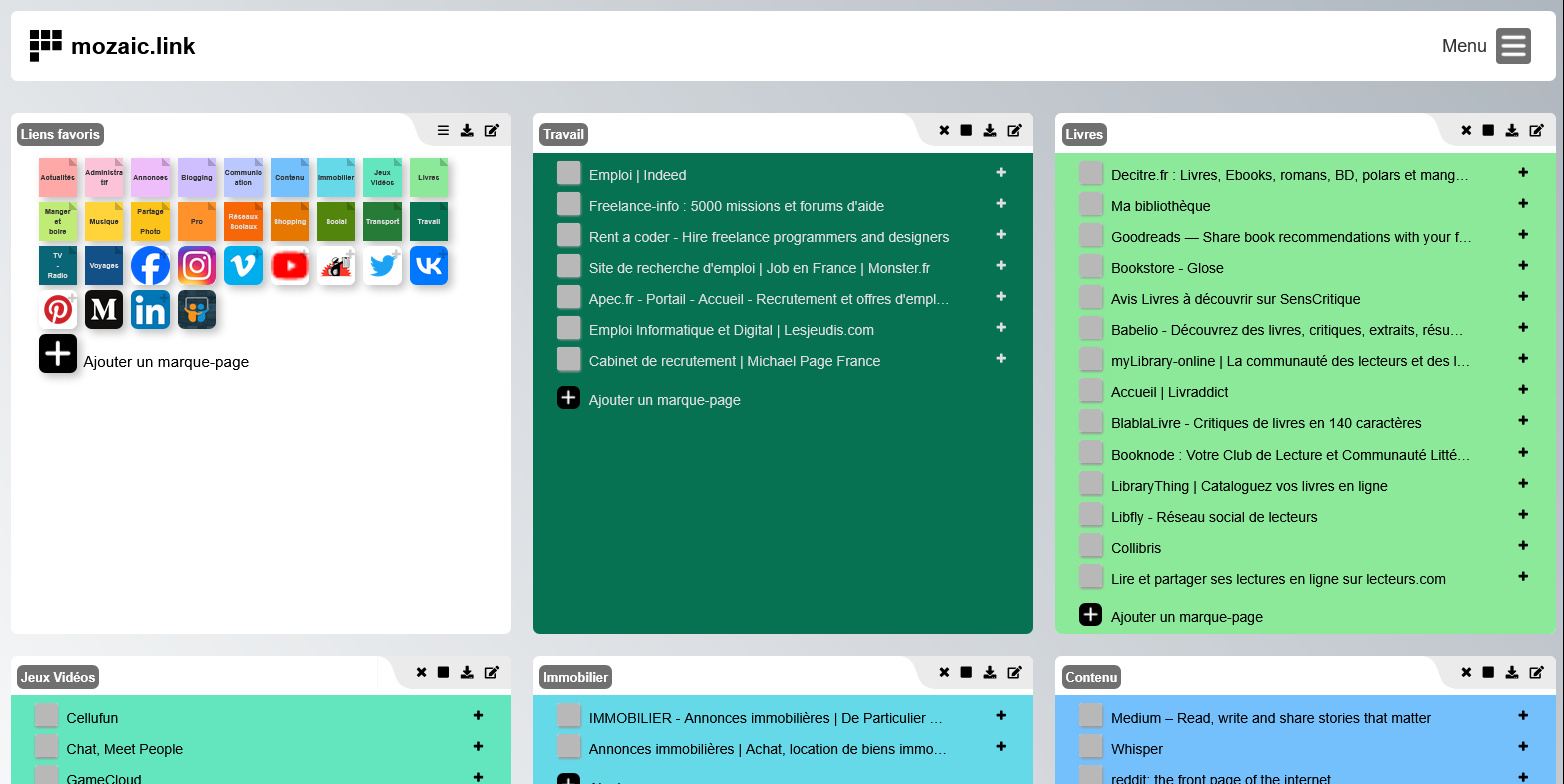 mozaic le gestionnaire de marque page léger simple efficace